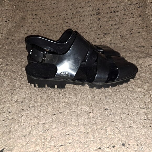 Y2K Vintage JUJU Jelly Shoe-Ankle Strap-Black Jelly-Chunky Heel-Sz 7UK/8US-NM - Picture 5 of 8